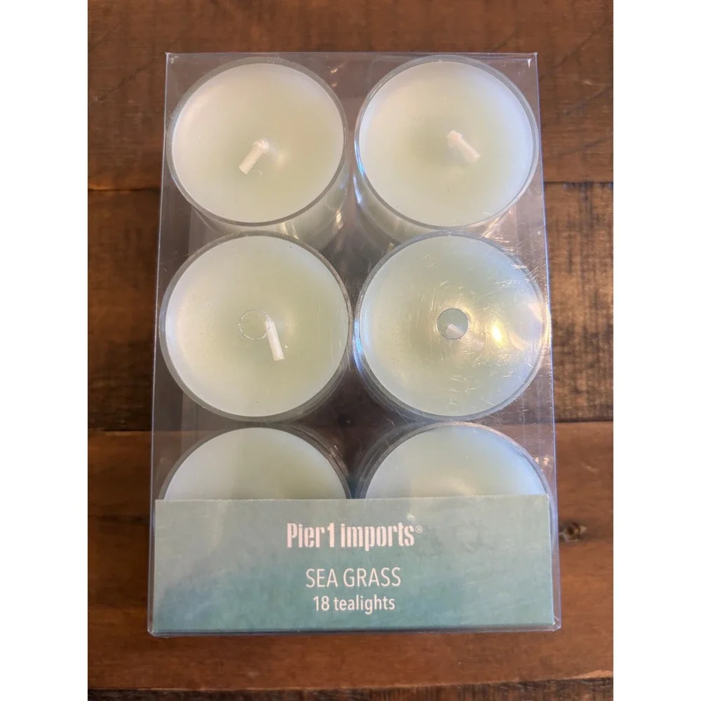 Pier 1 Imports Sea Grass Tealights Unisex 17 Pack Green Scented Coastal Candles
